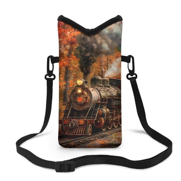 ZIATUBLES Cellphone Bag Shockproof Neoprene Small Crossbody Phone Pouch Portable Stylish Phone Sleeve Case with Adjustable Strap and Hook Loop Fastener, 4 X 8 Inch, Steam Train Maple Tree