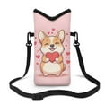 thumbnail image 1 of ZIATUBLES Cellphone Crossbody Case Bag Water Resist Neoprene Phone Pouch Portable Stylish Sleeve Case with Adjustable Strap Phone Bag , Hook and Loop Fastener, 4 X 8 Inch, Cartoon Corgi Heart Pink, 1 of 7