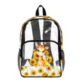 thumbnail image 1 of ZIATUBLES Clear Backpack 17 Inch, Heavy Duty Fabric & PVC Sports Transparent Bookbag for Boys Girls, Giraffe Sunflower Butterfly Print See Through Backpack for School, Work & Security, 1 of 7