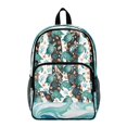 thumbnail image 1 of ZIATUBLES Clear Backpack 17 Inch, Heavy Duty Fabric & PVC Sports Transparent Bookbag for Boys Girls, Ocean Turtle Coral Print See Through Backpack for School, Work & Security, 1 of 7