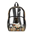 thumbnail image 1 of ZIATUBLES Clear Backpack 17 Inch, Heavy Duty Fabric & PVC Transparent Bookbag for Boys Girls, Cat Book Floral Print See Through Backpack for School and Security, 1 of 7