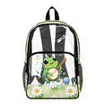 thumbnail image 1 of ZIATUBLES Clear Backpack 17 Inch, Heavy Duty Fabric & PVC Transparent Bookbag for Boys Girls, Frog Banjo Daisy Print See Through Backpack for School and Security, 1 of 7