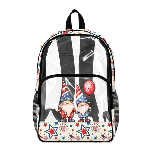 ZIATUBLES Clear Backpack Heavy Duty 17 Inch, Fabric & PVC Transparent Bag with Front & Side Pockets, See Through Backpack for School Work Security Travel