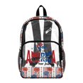 thumbnail image 1 of ZIATUBLES Clear Backpack Heavy Duty, America Floral Stars Printed Fabric & PVC Transparent Bookbag with Reinforced Strap, Large Capacity See Through Backpack for School, Travel, 1 of 7
