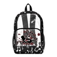 thumbnail image 1 of ZIATUBLES Clear Backpack, Heavy Duty Fabric & PVC Transparent Bookbag 17 Inch with Cat Music Print, Large Capacity See Through Bag for School Travel Security, 1 of 7