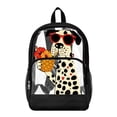 thumbnail image 1 of ZIATUBLES Clear Backpack, Heavy Duty Fabric & PVC Transparent Bookbag with Cool Dalmatian Tropical Drink Print, Large Capacity See Through Backpack for School College Work Travel Security, 1 of 7
