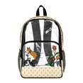 thumbnail image 1 of ZIATUBLES Clear Backpack, Heavy Duty Fabric & PVC Transparent Bookbag with Corgi Bicycle Flowers Polka Dots Print, Large Capacity See Through Backpack for School College Work Travel Security, 1 of 7