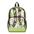 thumbnail image 1 of ZIATUBLES Clear Backpack, Heavy Duty Fabric & PVC Transparent Bookbag with Frog Daisy Butterfly Dragonfly Print, Large Capacity See Through Backpack for School College Work Travel Security, 1 of 7