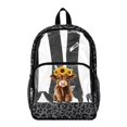 thumbnail image 1 of ZIATUBLES Clear Backpack, Heavy Duty Fabric & PVC Transparent Bookbag with Highland Cow Sunflower Leopard Print, Large Capacity See Through Backpack for School College Work Travel Security, 1 of 7
