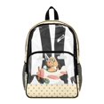 thumbnail image 1 of ZIATUBLES Clear Backpack, Heavy Duty Fabric & PVC Transparent Bookbag with Poodle Airplane Print, Large Capacity See Through Backpack for School College Work Travel Security, 1 of 7