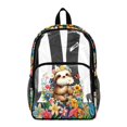 thumbnail image 1 of ZIATUBLES Clear Backpack, Heavy Duty Fabric & PVC Transparent Bookbag with Sloth Flower Butterfly Print, Large Capacity See Through Backpack for School College Work Travel Security, 1 of 7
