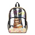 thumbnail image 1 of ZIATUBLES Clear Backpack, Heavy Duty Fabric & PVC Transparent Bookbag with Sloth Math Print, Large Capacity See Through Backpack for School College Work Travel Security, 1 of 7