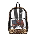 thumbnail image 1 of ZIATUBLES Clear Backpack, Heavy Duty Fabric & PVC Transparent Bookbag with USA Leopard Flag Print, Large Capacity See Through Backpack for School College Work Travel Security, 1 of 7