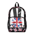 thumbnail image 1 of ZIATUBLES Clear Backpack, Heavy Duty Fabric & PVC Transparent Bookbag with Union Jack Graffiti Print, Large Capacity See Through Backpack for School College Work Travel Security, 1 of 7