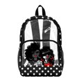 thumbnail image 1 of ZIATUBLES Clear Backpack Heavy Duty, Polka Dot Sisters Print Fabric & PVC Transparent Bag, Large Capacity See Through Backpack for School College Work Travel Security, 1 of 7