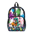 thumbnail image 1 of ZIATUBLES Clear Backpack for School, Heavy Duty Fabric & PVC Transparent Bookbag with Rocking Dinosaur Paint Splatter Print, Large Capacity See Through Bag for College Women Men Travel, 1 of 7