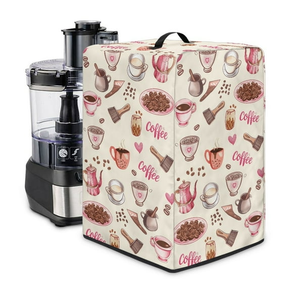 ZIATUBLES Coffee Tool Print Juicer Cover Canvas Kitchen Appliance Dust Cover with Top Handle Stain Resistant Countertop Decor Accessories, Size S, 8 "W x 8 "D x 17 "H