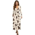 thumbnail image 1 of FKELYI Dachshund Dog Paw Print Fall Maxi Dress for Women Long Sleeve A-Line Flowy Dresses with Side Pockets V Neck Casual Dress for Spring Winter, S, 1 of 6