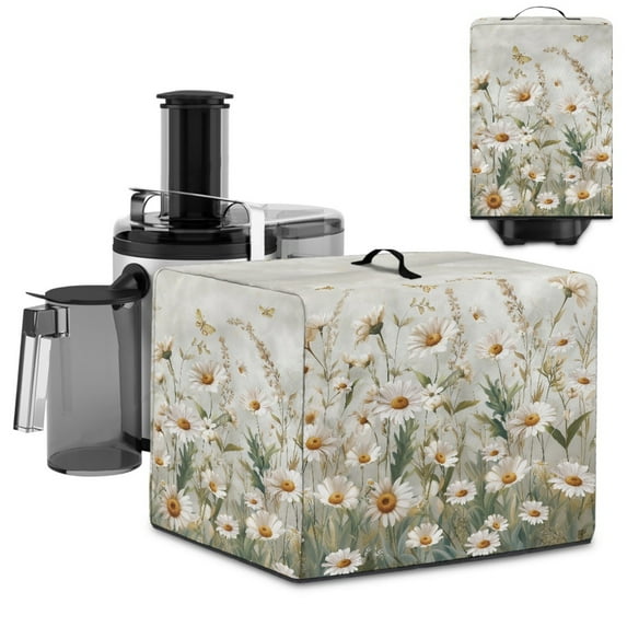 ZIATUBLES Daisy Butterfly Flower Print Juice Extractor Cover Dustproof Appliance Protective Decor Case Kitchen Counter Juicer Storage Bag Multi-Function Protector Cover, 17 "W x 11 "D x 15 "H