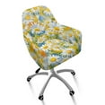 thumbnail image 1 of ZIATUBLES Daisy Painting Curved Back Chair Slipcover Stretchable Kitchen Dining Chair Cover Removable Contoured Swivel Accent Chair Protector for Dining Living Room, 1 of 7
