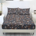 thumbnail image 1 of ZIATUBLES Dark Gray Ditsy Floral 3 PCS Full Size Sheets Set, 1 Fitted Sheet with 2 Pillowcases, 9.8" Standard Pocket Chic Bed Sheets Set, Soft Cozy Bedding Bedroom Decor, 1 of 5