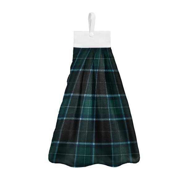 ZIATUBLES Dark Green Black Tartan Bathroom Hand Towels Starfish Dish Towels for Kitchen Drying Machine Washable Hanging Dual-Purpose Hand Towel Easy to Install Hanging Tie Towels Tea Towels