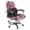 thumbnail image 1 of ZIATUBLES Desk Office Chair Covers Stretchable Removable Computer Rotating Chair Slipcover with Snap Button Stylish Chair Protector Cover for High Back Chair Seat Backrest, L, Butterfly Peach Blossom, 1 of 7