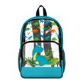 thumbnail image 1 of ZIATUBLES Dinosaur Leaf Print Clear Backpack Heavy Duty, Fabric & PVC Transparent Backpack with Front Pockets & Side Mesh, See Through Bookbag for School College Security, 1 of 7