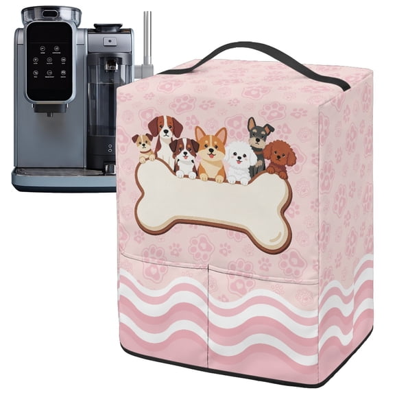ZIATUBLES Dog Bone Pink Ice Cream Maker Machine Cover with Front Pocket Stain Resistant Kitchen Appliance Decor Dust Cover Compatible with Ninja NC501/NC301/NC299amz, 15.35" x 9.84" x 18.11"