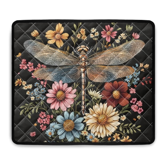 ZIATUBLES Dragonfly Floral Washer Dryer Dust Proof Top Cover Wrapped Design Washing Machine Top Protector Pad Versatile Home Laundry Room Kitchen Decor Accessories, 24 x 19.7 Inch