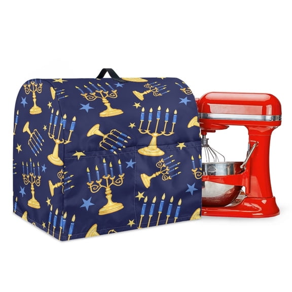 ZIATUBLES Dust Cover for Kitchen Mixer Comfort Polyester Taffeta Kitchen Standing Mixer Cover for 6-8 Quart Multi-Functional Kitchen Mixer Accessories with Front Pockets, Candlestick Star Navy Blue
