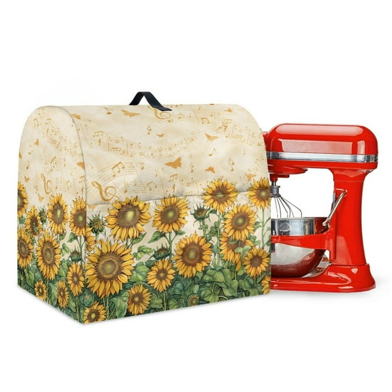 ZIATUBLES Dust Cover for Kitchen Mixer Waterproof Polyester Taffeta Kitchen Mixer Cover with Adjusting Drawstring Sunflower Butterfly Music Notes Print Multi-Functional Kitchen Mixer Accessories