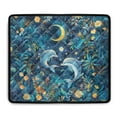 thumbnail image 1 of ZIATUBLES Dust Cover Pad for Washer Dryer Water Resistant Washing Machine Top Protector Mat for Laundry Room Home Multi Use Home Decor Accessories, 24 x 19.7 Inch, Dolphin Moon Floral Leaf, 1 of 7