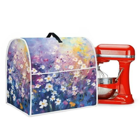 ZIATUBLES Dust Cover for Stand Mixer Comfort Polyester Fabric Decor Cover with Top Carry Handle and Front Pockets Foldable Kitchen Appliance Storage Attachments, Floral Oil Painting