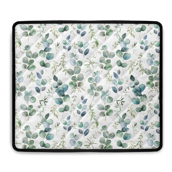 ZIATUBLES Eucalyptus Leaf White Washer and Dryer Top Protcetor Mat Stain Resistant Washing Machine Top Dust Cover Pad for Laundry Room Kitchen Home Decor Accessories, 24 x 19.7 Inch