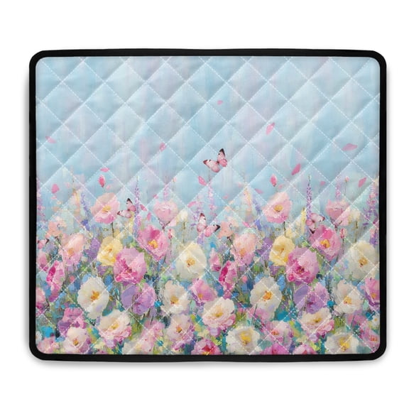 ZIATUBLES Floral Butterfly Washer and Dryer Dust Cover for The Top Multifunctional Washing Machine Top Protector Mat Heat Resistant Kitchen Hot Pad Washable Home Decor Accessories, 24 x 19.7 Inch