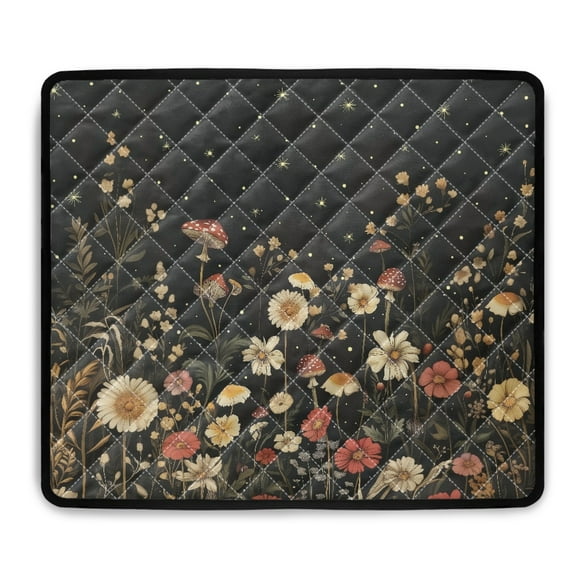 ZIATUBLES Floral Mushroom Washing Machine Top Dust Cover Pad Anti-Scratch Washer Dryer Top Protector Mat Stain Resistant Laundry Room Kitchen Home Decor Accessories, 24 x 19.7 Inch