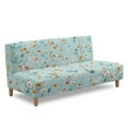 thumbnail image 1 of ZIATUBLES Flower Aqua Armless Futon Sofa Cover, Stretch Elastic Couch Slipcover Dustproof Furniture Protector Machine Washable Sofa Bed Cover for Living Room Bedroom, 1 of 9