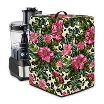 ZIATUBLES Flower Leaf Leopard Print Juicer Cover Canvas Kitchen Appliance Dust Cover with Top Handle Stain Resistant Countertop Decor Accessories, Size S, 8 "W x 8 "D x 17 "H