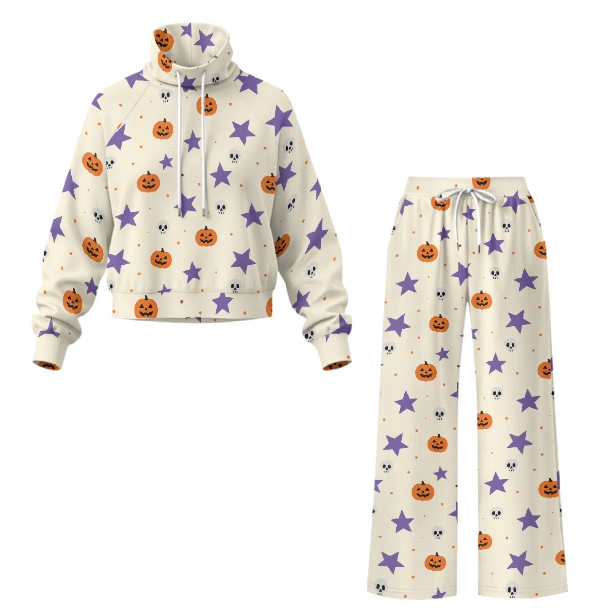 Pattern For Sleeves ZIATUBLES Halloween Pattern Women's 2 Piece Lounge Sets Long Sleeve ...