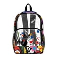 thumbnail image 1 of ZIATUBLES Heavy Duty Clear Backpack, Abstract Cat Floral Print Fabric & PVC Transparent Bag with Reinforced Strap, Large Capacity See Through Backpack for School Work Security Travel, 1 of 7