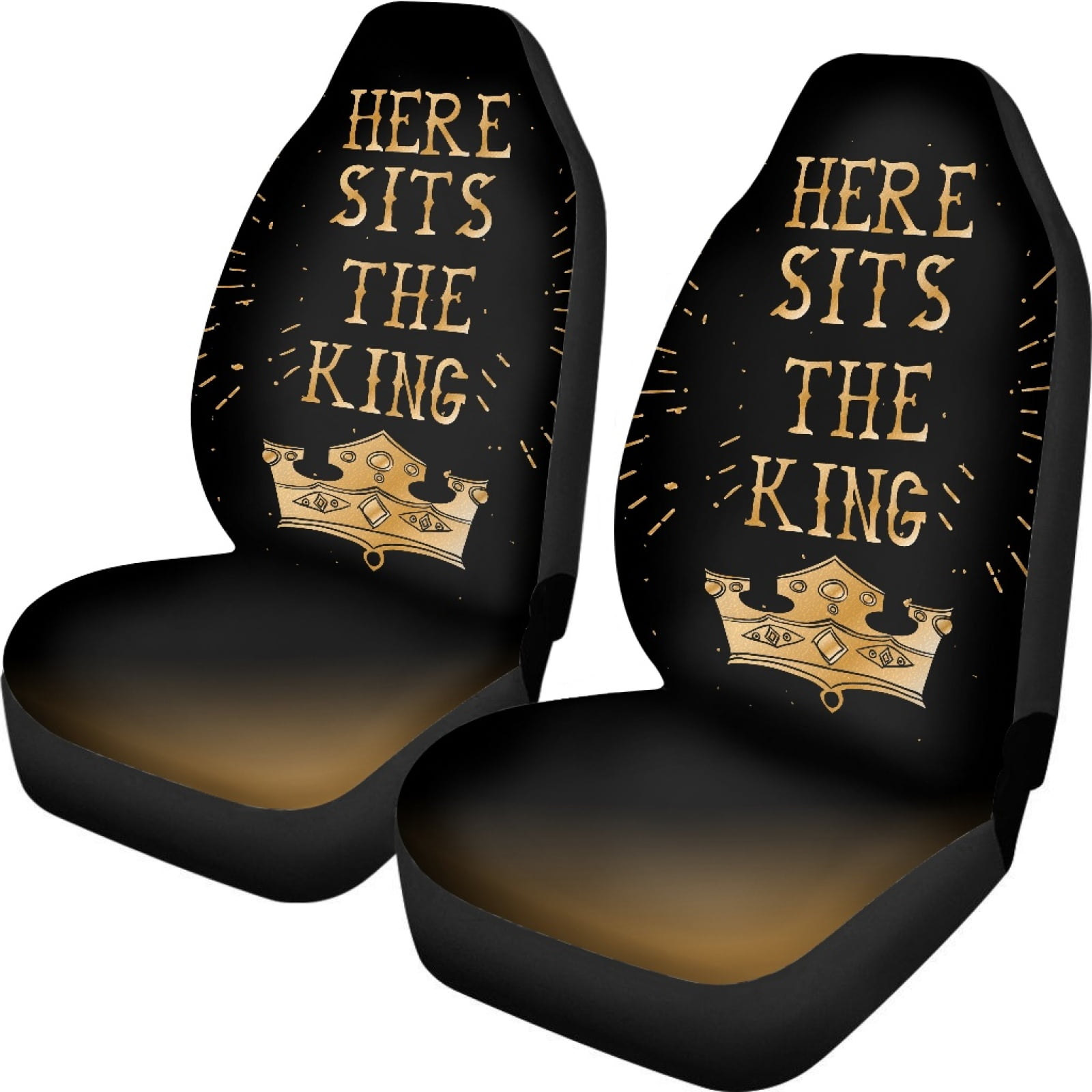 ZIATUBLES Here Sits The King Pattern Front Car Seat Cover High Back