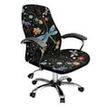 thumbnail image 1 of ZIATUBLES Home Office Chair Cover Stretchable Dragonfly Floral Black Printed Soft Universal Rotating Chair Slipcovers Protector Stylish Desk Computer Chair Protector Cover with Snap Button, L, 1 of 7