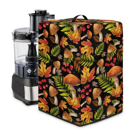 ZIATUBLES Juice Extractor Cover Dustproof Kitchen Appliance Cover Stain Resistant Blender Dust Cover Protector for Countertop, Mushroom Maple Leaf Holly Fern Leaf Print, 8 "W x 8 "D x 17 "H