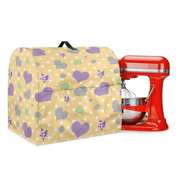 ZIATUBLES Kitchen Mixer Cover Stand Mixer Dust Proof Cover Compatible with 6-8 Quart Mixers Heart Star Dot Yellow Print Comfort Multi-Functional Kitchen Mixer Accessories