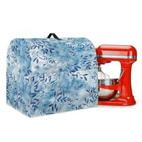 ZIATUBLES Kitchen Mixer Cover Waterproof Stand Mixer Cover with Front Pockets and Adjusting Drawstring Compatible with 4.5-5 Quart Washable Kitchen Mixer Accessories, Leaf Rose Blue