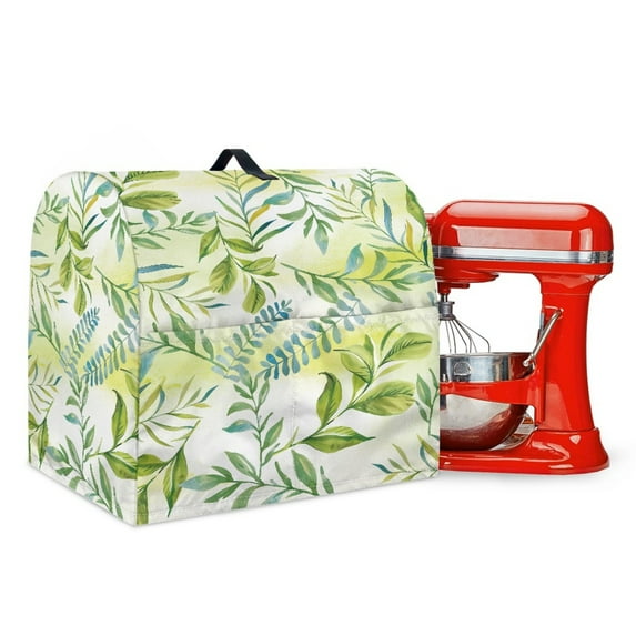 ZIATUBLES Kitchen Mixer Dust Cover Portable Kitchen Stand Mixer Cover with Top Handle for 4.5-5 Quart Multi-Functional Reusable Kitchen Mixer Accessories, Green Leaf