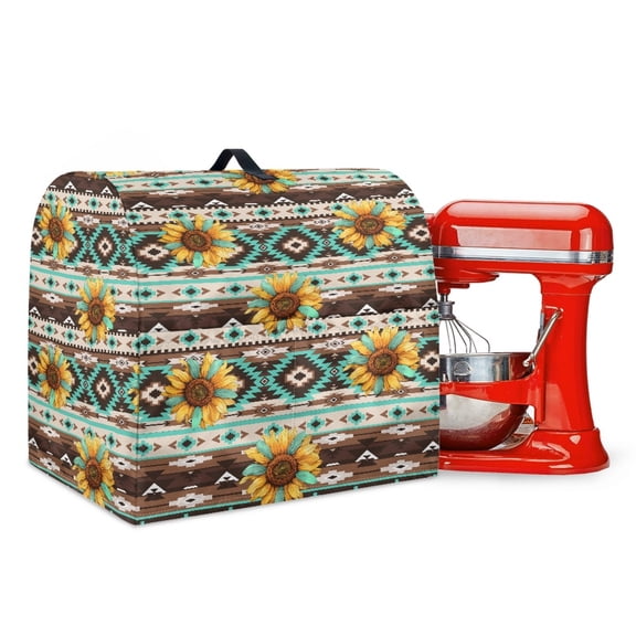 ZIATUBLES Kitchen Mixer Dust Cover Portable Kitchen Standing Mixer Cover with Top Handle for 6-8 Quart Multi-Functional Kitchen Appliance Cover, Sunflower Amercian Tribal Flower Pattern