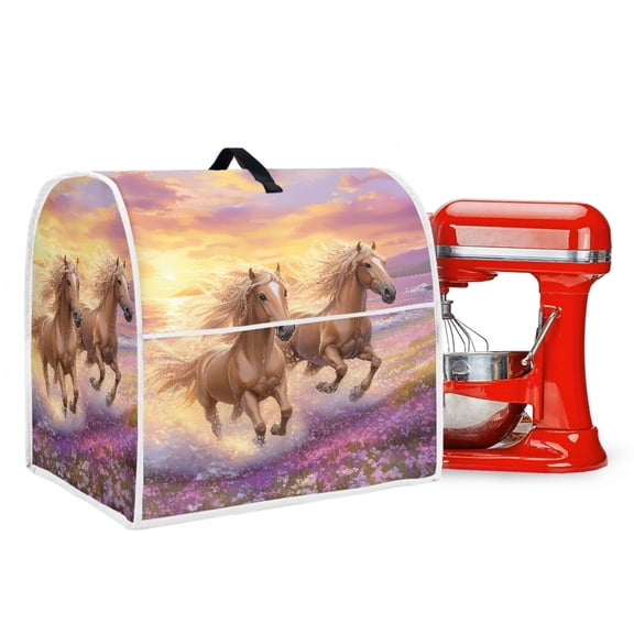 ZIATUBLES Kitchen Mixer Dust Cover Washable Appliance Decor Cover with Front Pockets and Top Handle Compatible with 6-8 Quart Foldable Home Accessories, Horse