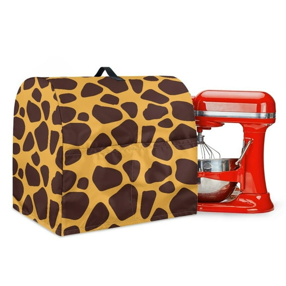 ZIATUBLES Kitchen Stand Mixer Cover Comfort Polyester Taffeta Kitchen Mixer Cover Reusable Multi-Functional Kitchen Appliance Cover with Front Pockets for 4.5-5 Quart, Giraffe Spot Pattern